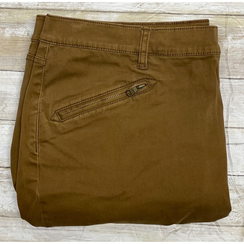 LRL Ralph Lauren Jeans Co Brown‎ Twill Zip Pocket Straight Leg Pants Womens 16W